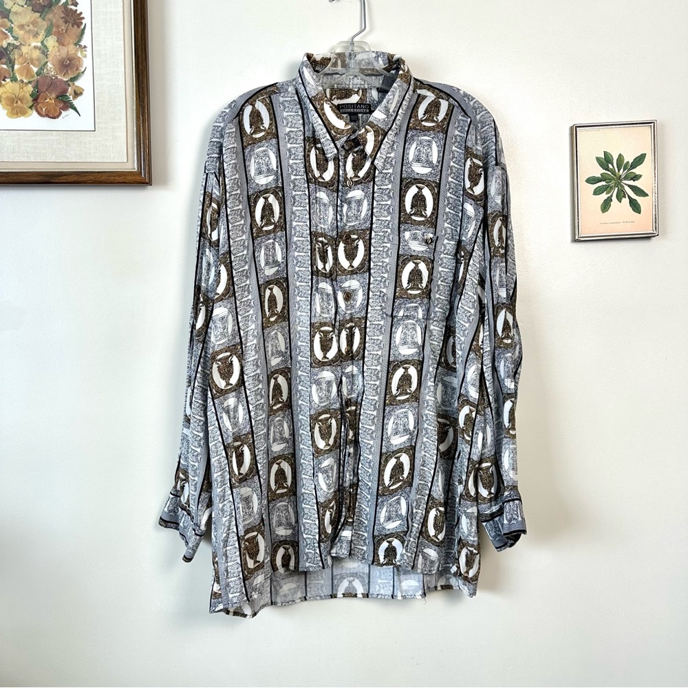 Vintage Positano Collezione 100% Viscose Abstract Blouse